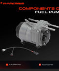 Top Tier Fuel Pump And Filter Assembly For Ford 6.0L Power Stroke Diesel shown with connectors and accessories, view from side.
