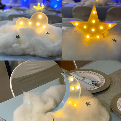 Three Shape Night Light Set Star Moon Cloud Warm White Glow For Kids Room Nursery Decor Lamp Soft Cozy Dreamy Ambience