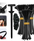 Universal Nylon Cable Tie Buckle Self Locking Zip Ties For Auto Body Panels And Bumpers, shown in various views