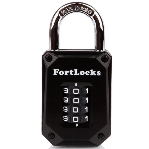 Gym Locker Lock With 4 Digit Combination, Tough As Nails Padlock, Hardened Stainless Steel, Weatherproof For Indoor And Outdoor Use, Easy To Read Numbers, Resettable And Cut Proof, 1 Pack Black