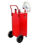 Red 30 Gallon Gas Caddy With Pump On Four Wheels, Ready To Roll Portable Fuel Tank For Boat, ATV, Car, Motorcycle, UTV