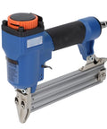 Real Deal 18 Gauge Pneumatic Brad Naler For Serious Carpentry And Upholstery Jobs Air Powered Naling Tool Built Different For 3 8 To 1 3 16 Inch Fasteners With Zero Jam Trigger showing the tool's adjustable nose.