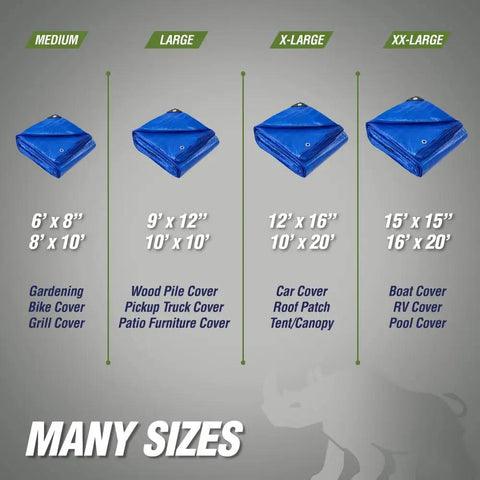 Heavy Duty Waterproof Tarp Outdoors 5 Mil 6x8 Feet With Reinforced Grommets And Corners UV Resistant Multiple Sizes