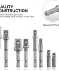 Nine-Piece Socket Extension And Drill Bit Set In Cr-V Steel With Magnetic Bit Holder displayed with hex shank