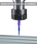 EANOSIC tapered ball nose end mill, 1/4 in shank, 1/16 in tip diameter (1/32 in radius), blue-coated solid carbide