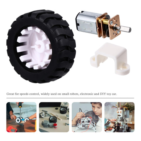2 Sets Mini DC Gear Motor Kit With Rubber Tire Lightweight Reducer Motor For DIY Projects And Educational Experiments