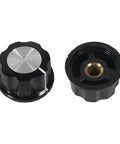 Top view of two A03 knobs from Three Piece Set Of 10k Ohm 10 Turn Rotary Potentiometers with Wire Wound Precision for DIY Makers