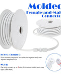 LED Neon Rope Light 50ft Flexible Strip White 6000K 120V IP67 Waterproof Connectable With Dimmer Easy Install tutorial