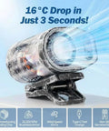 Close-up of a dark gray Clip On Car Fan With LED Display and 360 Degree Rotation, showcasing the powerful airflow.