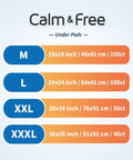 Calm & Free product size chart for Heavy Duty Disposable Incontinence Bed Pads Extra Large 18 By 24 Inches 100 Count.