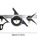 300mm Adjustable Sliding Protractor Ruler in stainless steel for precision carpentry and drafting, durable square angle tool