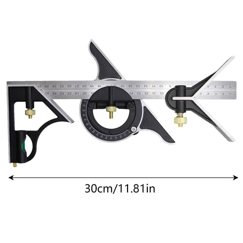 300mm Adjustable Sliding Protractor Ruler in stainless steel for precision carpentry and drafting, durable square angle tool