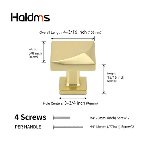 Dimensions of 10 Pack Brushed Gold Cabinet Knobs Made From Solid Zinc Alloy For Kitchen, Drawer, Cupboard; includes screws