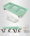 Heavy Duty Rolling Computer Tower Cart With Smooth Lockable Wheels Under Desk Floor Holder, side view with caster wheels, mint green color.