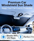 Foldable Front Window Sun Shade For 2018 2026 Ford Expedition SUV 4 Layer 240T UV Blocker Sun Visor Cover Reflective Heat Shield Custom Fit Keeps Interior Cool And Protects Against Sun Damage Easy To Install shown inside vehicle