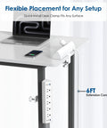 Heavy Duty Desk Clamp Power Strip With Fast Usb C Hub And Rock Solid Bracket For Clean Workspace Cable Management Peak Performance Boss Pack Of Fifteen mounted on desk with laptop and phone charging.