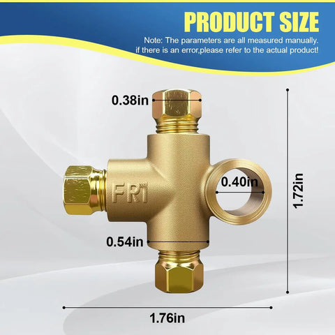 Three Way T Shape Brake Tee Inverted Female Tees Replacement Elbow Connector With Three Male Nuts M10 Universal Auto Brake Line Tee Fitting For Three Sixteenth Inch Pipe 10mm Pack Of 2 brass fitting size diagram