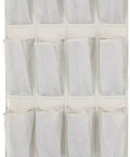 Hassle Free Over The Door Hanging Shoe Organizer Featuring Twenty Four Breathable Mesh Pockets For Sneakers Fresh Kicks And Sandals, light grey fabric, 66 inches tall.
