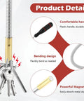 3 Pc Awesome Telescoping Magnetic Pick Up Tool Kit With Bendable Spring Magnet Stick And Flexible Grabber Set That Lets You Reach Deep Into Tight Spots For Auto Repair Jobs Without Any Hassle. telescoping magnetic pickup tool with bendable spring rod and plastic handle