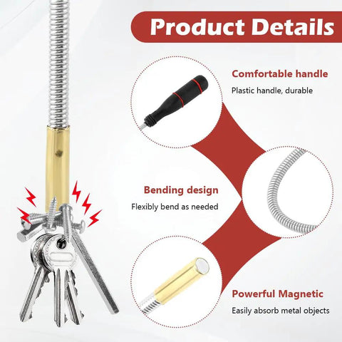 3 Pc Awesome Telescoping Magnetic Pick Up Tool Kit With Bendable Spring Magnet Stick And Flexible Grabber Set That Lets You Reach Deep Into Tight Spots For Auto Repair Jobs Without Any Hassle. telescoping magnetic pickup tool with bendable spring rod and plastic handle