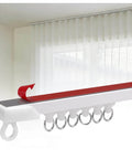 No Drill Adhesive Curtain Track With 10.5ft Ceiling And Wall Mount, Heavy Duty Curtain Rail Supports Up To 18lbs, Easy Installation shown.
