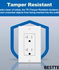 20 Pack Decor Wall Receptacle Outlet With Wall Plate, 20 Amp Tamper-Resistant TR Electrical Outlet, 125V, 2500W, For Home, Office, And Commercial Installations, White