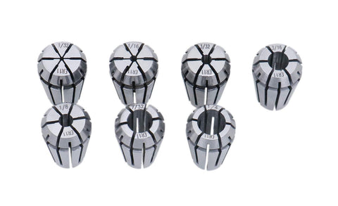 7 Piece ER11 Collet Set For CNC Milling And Lathe Work Range 1/32 To 1/4 Inch 0.0004 Inch Concentricity True Double-Angle Design
