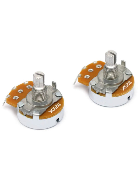 Alpha Pots Linear B250k Tone Potentiometer for Electric Guitars and Basses with 6mm Split Shaft, fixing nut, washer