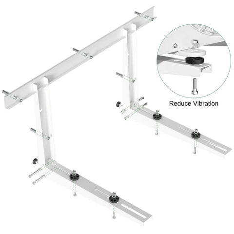 Heavy Duty Mini Split Wall Mounting Bracket For Outdoor Ac Condensers 9K To 36K Btu Support Rack showing rust proof steel design with vibration reduction features.