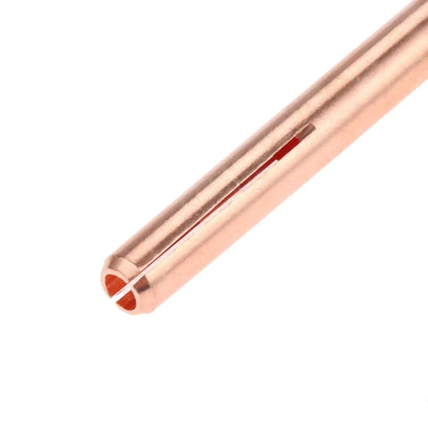 Close-up of One Eighth Inch 10N25 TIG Collet Tip from Ten Copper Collet Consumables Kit for WP17 WP18 WP26 Torch Series