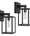 Bulletproof Black Outdoor Wall Light Fixtures Weather Resistant Porch Sconces heavy duty black lamps set of two for exterior use.
