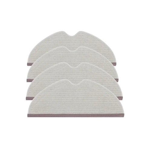 Four spare mop cloths for vacuum cleaners, compatible with Roborock and Xiaomi models, easy to clean with quick snap-on bracket.