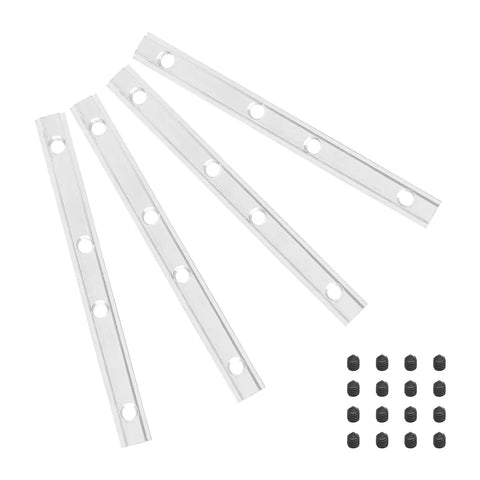 4Pcs 2020 Straight Line Connector For T Slot Aluminum Extrusion With M5 Screws 3.9 Inch Joint Brackets 6mm Slot Perfect For DIY CNC And 3D Printer Frames Heavy Duty Fasteners For 2020 Series Profiles displayed with screws
