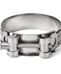 stainless steel T-bolt hose clamp for secure leak-free sealing in automotive, plumbing, and industrial applications.