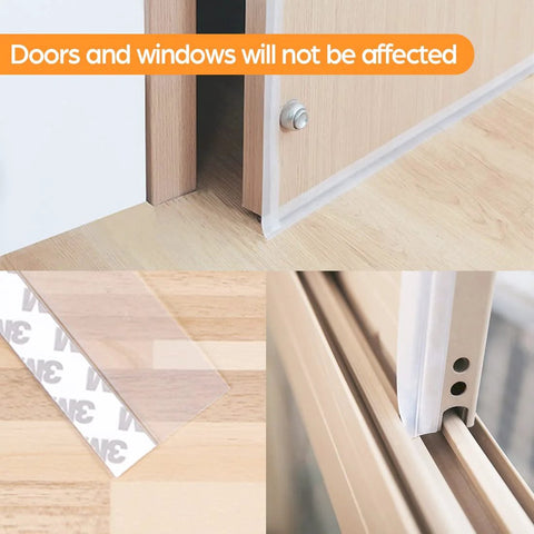 Transparent silicone door weather-stripping tape; self-adhesive, 33.5 ft, 25/35 mm for door/window gaps