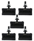 5 Piece Quick Change Tool Post Set for Turning and Facing Holders on 6 to 12 Inch Lathes in Steel, AXA 250 101, set of 5 holders.
