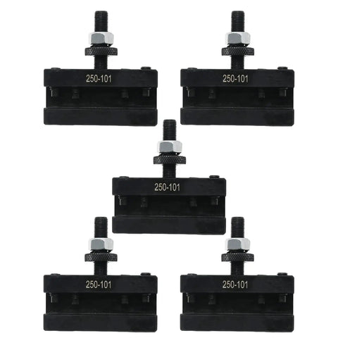 5 Piece Quick Change Tool Post Set for Turning and Facing Holders on 6 to 12 Inch Lathes in Steel, AXA 250 101, set of 5 holders.