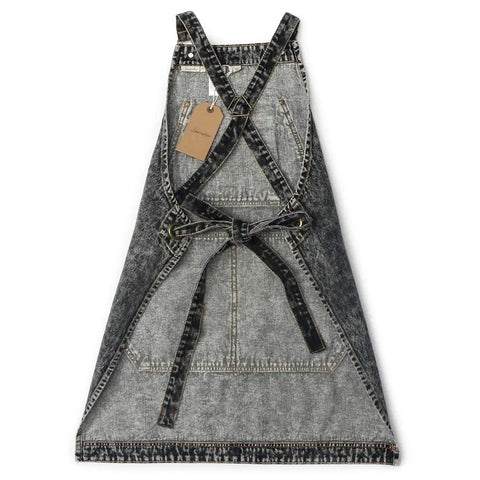 Denim Apron With Deep Pockets For Hair Stylists Baristas Gardeners And Craft Pros Cross Back Straps Adjustable From Small To Large
