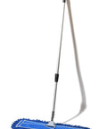 Top Shelf Commercial Dust Mop And Floor Sweeper With Adjustable Handle on a white background, features a blue synthetic cotton mop head.