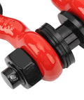 Beefed Up D Ring Shackle 5952 Lbs Towing Capacity Seven Eighth Inch Screw Pin Anchor Shackle For Off Road Winch Recovery Red close-up