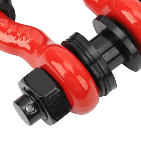 Beefed Up D Ring Shackle 5952 Lbs Towing Capacity Seven Eighth Inch Screw Pin Anchor Shackle For Off Road Winch Recovery Red close-up
