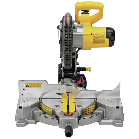 10 Inch Compound Miter Saw With Single Bevel And 15 Amp Motor, 14 Positive Stops, Precise Miter System, Machined Base Fence, Tall Sliding Fence For Four And A Quarter Inch Base, Bevels From Zero To Forty Eight Degrees Left, Built For Clean, Accurate Cuts