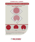 Diagram showing measurements for 18 Inch Dual Tier Full Circle Lazy Susan Cabinet Turntable for cabinet types.