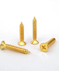 Brass Phillips Countersunk Head Self Tapping Wood Screws M5x25 5 Pack For Tight Hidden Joints Dual End Thread Design