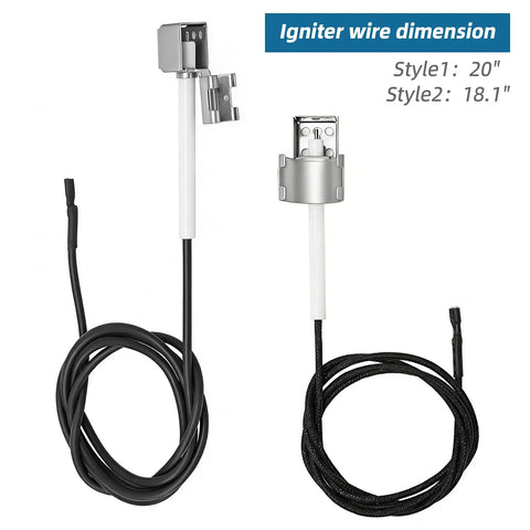 Grill Igniter Kit Replacement Parts For Charbroil Expert Grill Dyna Glo Kenmore Universal 2 Outlet Button wires, 18.1" and 20"