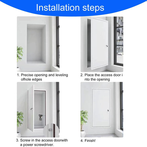 Installation steps for Heavy Duty Metal Drywall Access Panel With Lock And Key Soundproof Plumbing Inspection Hatch.