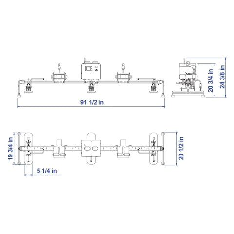 Heavy Duty Fork Mounted Vacuum Lifter With 330 Lb Capacity Handles Slab Stone And Glass dimensions and detailed technical drawing.
