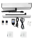 DSW120 Electric Commercial Swing Door Closer For Heavy Duty Doors Up To 264 Lbs, 48 Inch Wide Aluminum Finish, components displayed