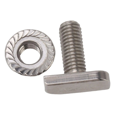 Top Shelf Hammer Head Screws M8 With Nuts Full Thread Stainless Steel Solar Panel Mounting Hardware showing screw and nut.