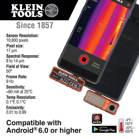 Thermal Imager For Android Devices With 10,800 Pixels, Three Color Palettes, Real Time Thermal Imaging For Hot And Cold Spot Troubleshooting